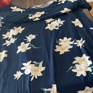 Navy Floral Maxi Dress with Cream Blossom Print